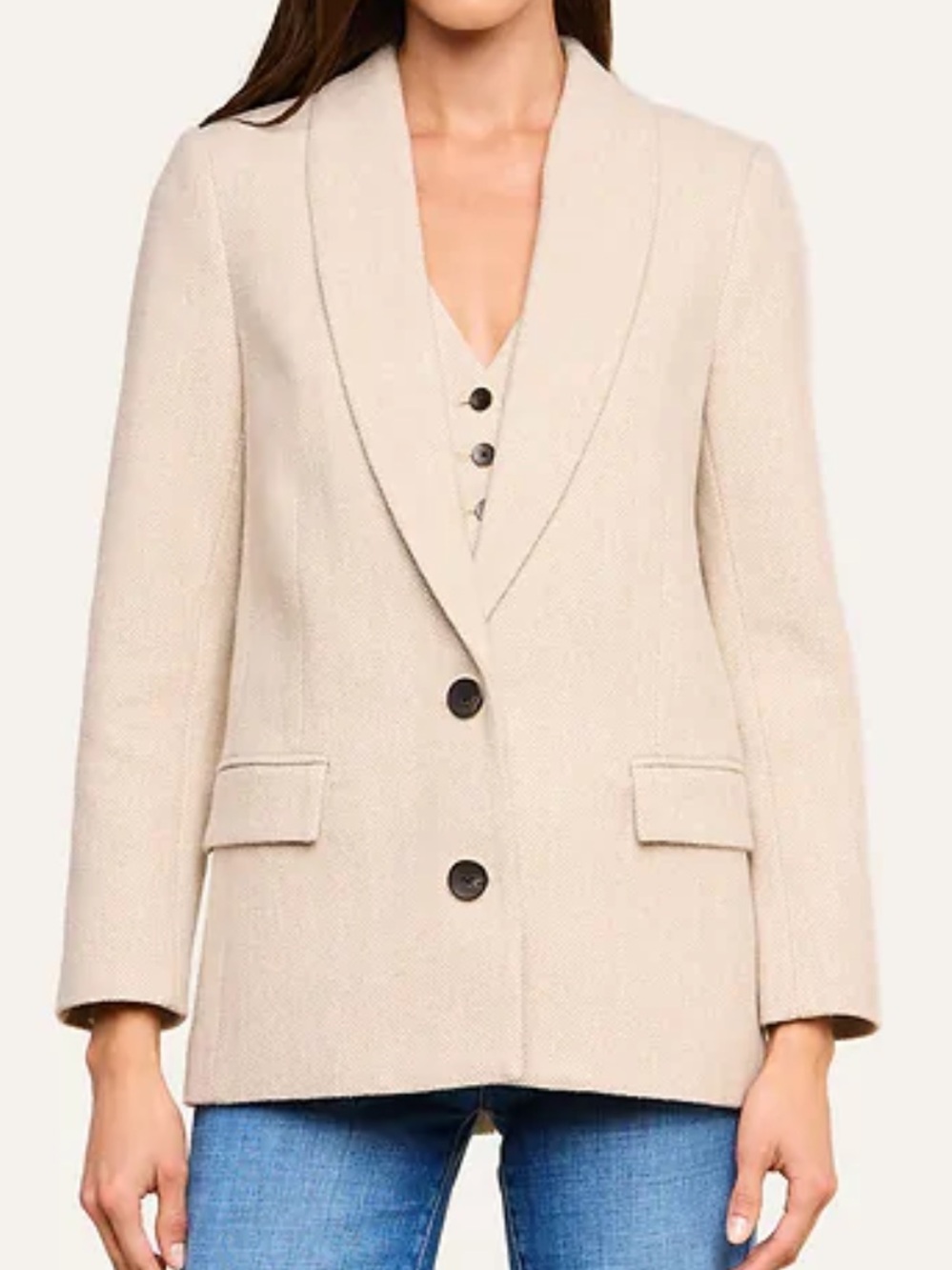 L’AGENCE Amelie Blazer in Cappuccino/Ivory Tweed